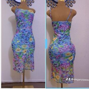 Haute Monde Blue and Purple Bodycon Cocktail Dress